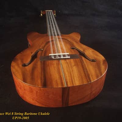 Handcrafted 8 String Baritone Ukulele, Solid Acacia, Curly Rosewood, Slotted Head, Bruce Wei UP19-2005 image 10
