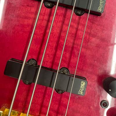Hohner JJ Bass w/ Preamp Squier neck and Upgraded Bridge - Red Flame image 3