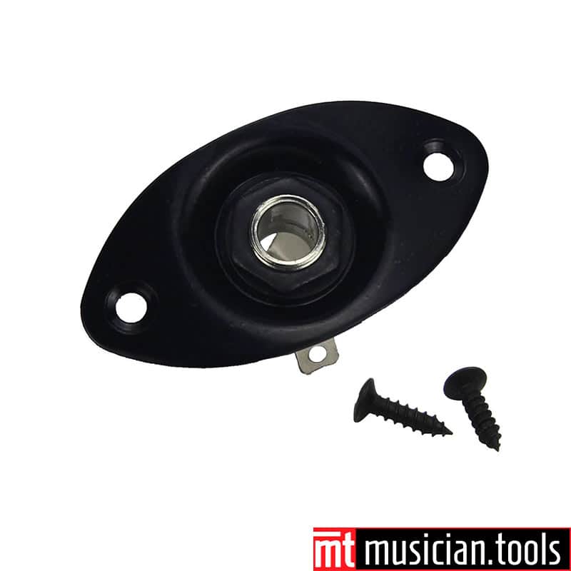 Musician.Tools Black Oval Jack and Plate for electric guitar or bass image 1