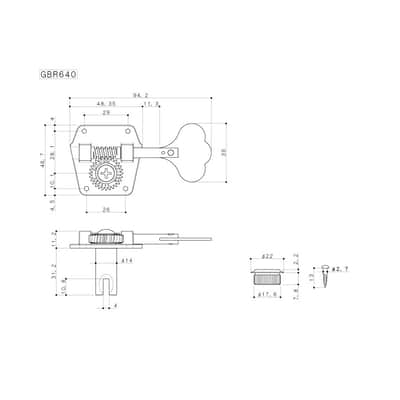 GOTOH GBR640 Res-O-Lite Reverse Wind Bass Tuners 4 In-Line Tuning Keys - NICKEL image 2