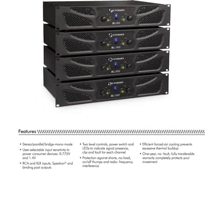 Crown XLi800 Two-channel, 600-Watt Bridged 8Ω Power Amplifier. Professional DJ, PA, Stage Amp. Black image 3