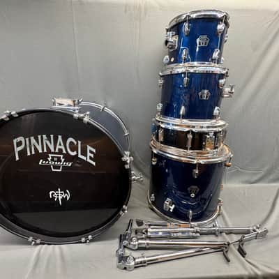 Vintage Ludwig Pinnacle Drum Kit 5pc Set Dark Blue Rack Floor Toms Snare Kick image 1