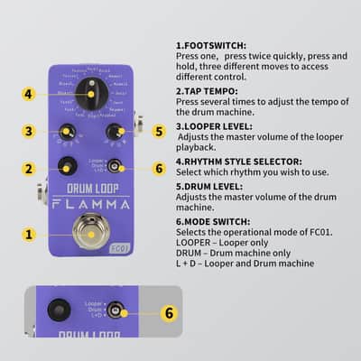 FLAMMA FC01 Drum Looper Pedal Loop 20Min Recording 16 Drum Grooves Tap Tempo,price include the import duty to US buyer image 12