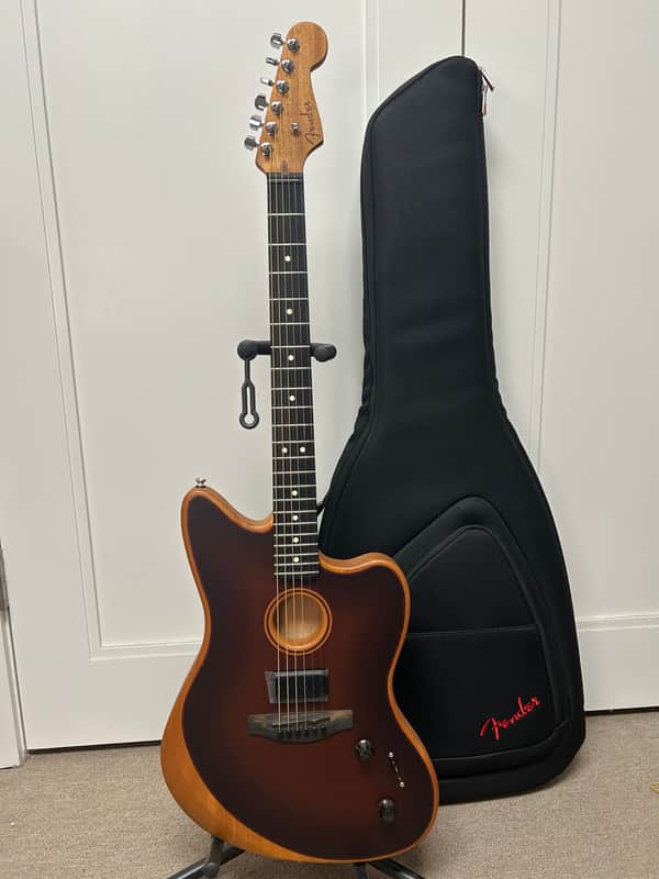 Fender American Acoustasonic Jazzmaster Acoustic Electric Guitar All-Mahogany - Bourbon Burst