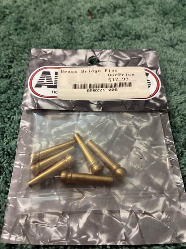 Allparts Brass bridge pin set 2020’s - Brass image 1
