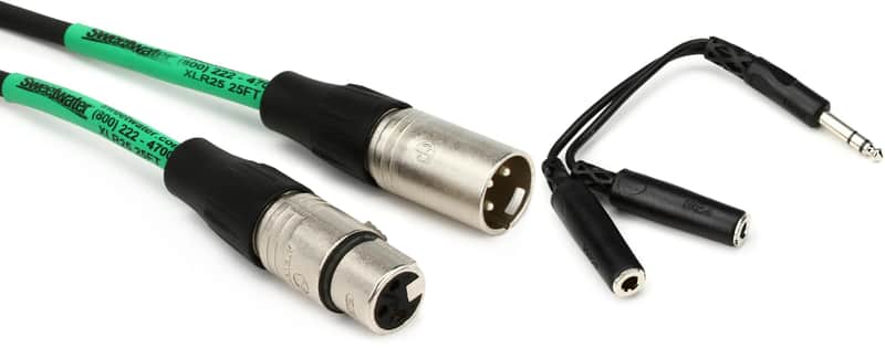 Pro Co EXM-25 Excellines Microphone Cable - 25 foot  Bundle with Hosa YPP-118 Y Cable - 1/4 inch TRS Male to Dual 1/4 inch TRS Female image 1