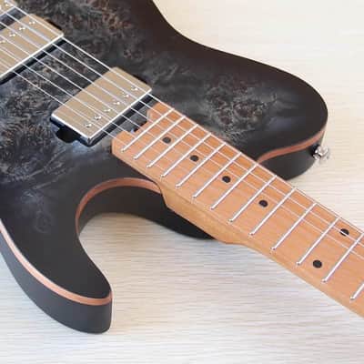 Custom Handmade Burl Wood Top Electric Guitar, Okoume Wood Body, Maple Wood Neck, 22 Frets image 6