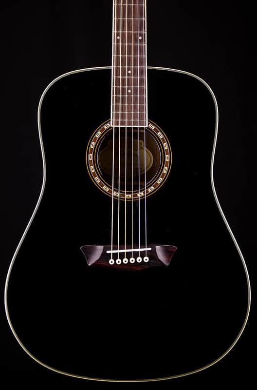 Washburn WD10SB Solid Top Dreadnought Acoustic Guitar, Black | Reverb