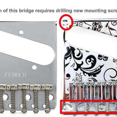 Fender Telecaster Stainless Steel Engraved Bridge Single Coil (10.5mm Post Spacing) - Chrome FREE SHIPPING! image 2
