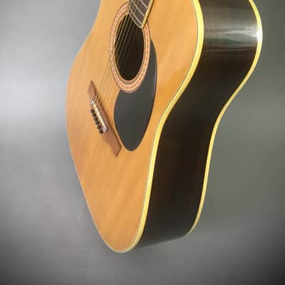 1970s Vintage Aria No. 796 MIJ Natural Acoustic Dreadnought Guitar Rare Matsumoku Pearl Block Inlays image 9
