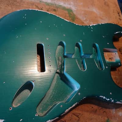 MJT STRATOCASTER RELIC BODY NITRO FINISHED IN SHERWOOD GREEN AGED 2022 image 3