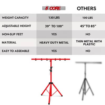 5 Core Light Stand T Bar Adjustable Tripod lighting Holder DJ Equipment image 12