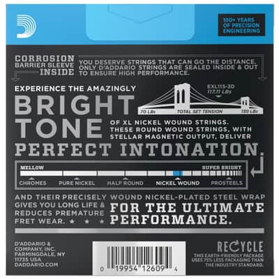 D'Addario EXL115-3D XL Nickel Wound Electric Guitar Strings, 11-49 Medium, 3-Pack image 4