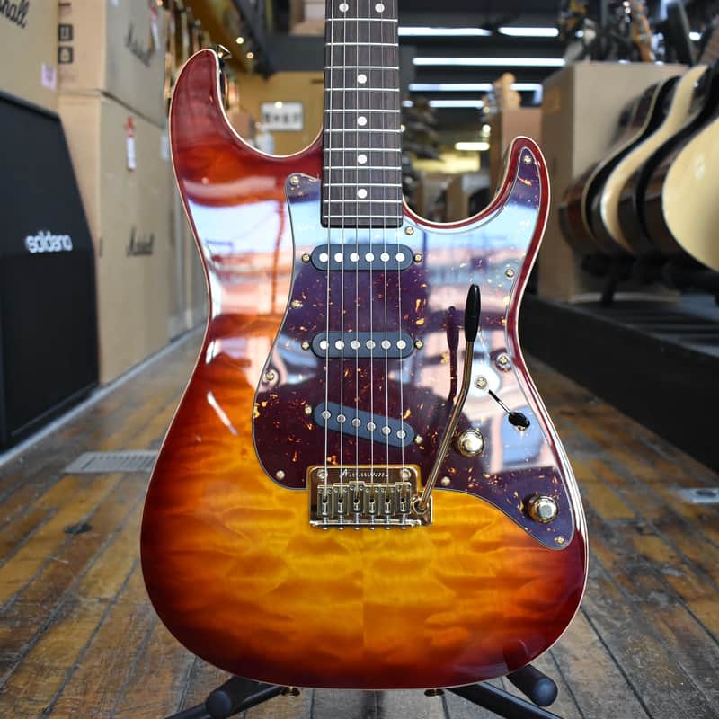 Tom Anderson Guitarworks Drop Top Classic Electric Guitar Dark Cherry Burst w/Hard Case image 1