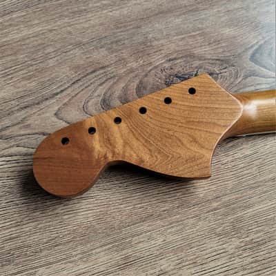 Stratocaster Compatible Rosewood and Roasted Maple Guitar Neck 70s Large Headstock with Pearl Inlays image 12