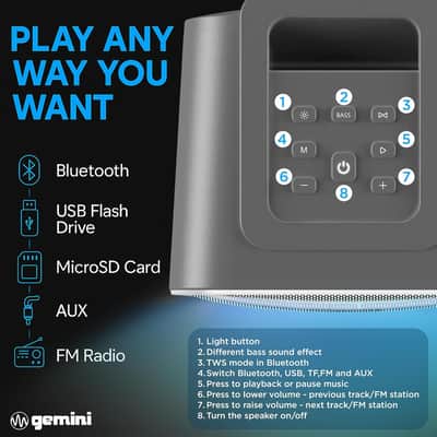 Gemini GNV-60 Portable Party Speaker 60W Bluetooth 5.3 IPX5 image 7