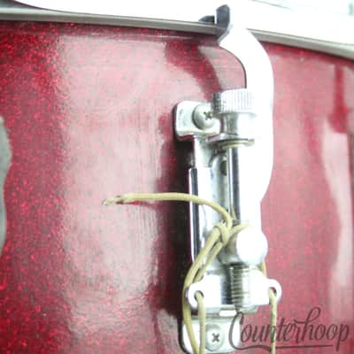 Premier Olympic 14x5.5"Red Sparkle Snare Drum 8Lug Vintage 60s 3Ply Birch Chrome image 3