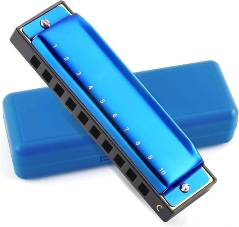 Harmonica Key of C Mouth Organ Diatonic Harmonica with Case, 10 Hole 20 Tones Stainless Blues Harp for Adults, Beginners and Professional (Sapphire Blue) image 1