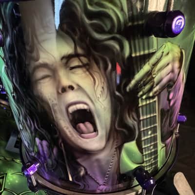 Rikki Rockett's Poison, Rockett Drum Works "Zombie" Kit: 22", 12", 14", 16", 6x14" Snare.  Purple Hardware 2012 - Custom Graphics By Craig Fraser. SIGNED! image 6