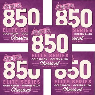 La Bella Guitar Strings  5-Pack Nylon #850 Gold Nylon Elite Golden Alloy Classical