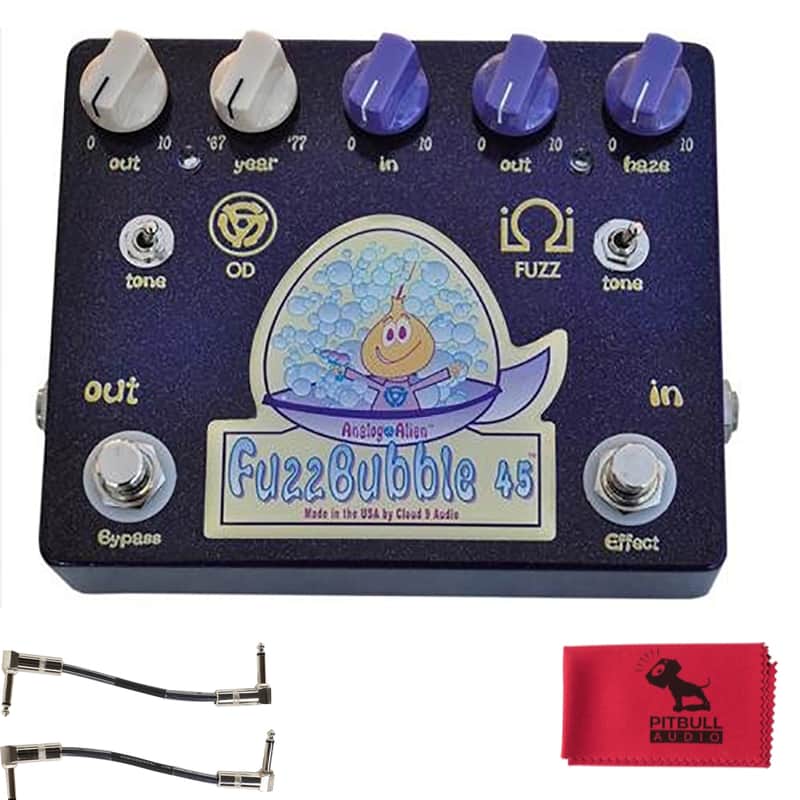 Analog Alien Fuzzbubble-45 Overdrive / Fuzz Pedal w/ Patch Cables & Cloth image 1
