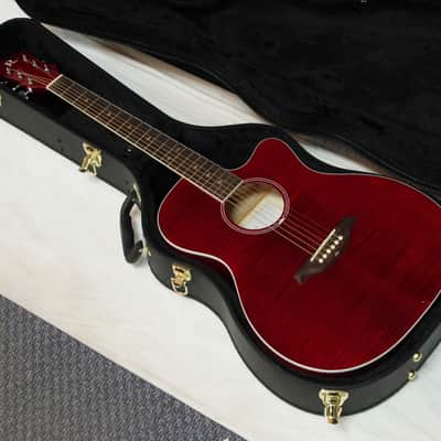 B.C. RICH BC3 acoustic electric GUITAR new Trans Red w/ CASE - Fishman image 1