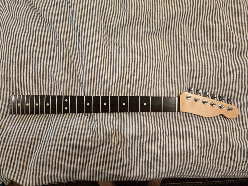 2026 Warmoth Telecaster Neck, Stainless Jumbo Frets LEVELED with Gotoh Tuners INCLUDED, Tusq XL nut cut by Luthier,  VERY Dark Rosewood fretboard, Modern, 59 roundback, 1 11/16" 43mm nut, 9.5" radius. image 1