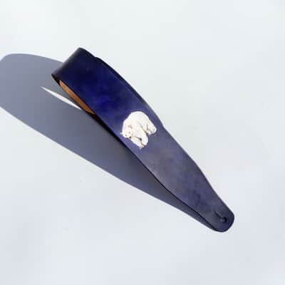 burnyblack custom guitar strap - polar bear navy blue image 11