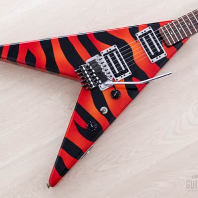 1980s Aria Pro II XX Deluxe Flying V Partscaster Orange With Black Zebra, Japan Matsumoku image 1
