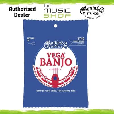 Martin Vega Monel Wound 5 String Banjo Strings, Medium, 10-23 - V740 image 1