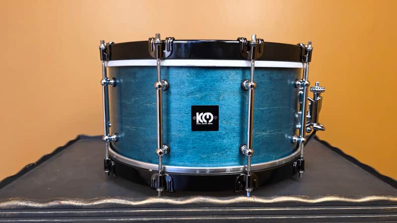Kings Custom Drums 14x7" Maple Turquoise Snare w/ Wood Hoops image 1