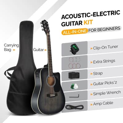 Glarry Black 41 Inch EQ Acoustic Guitar image 3