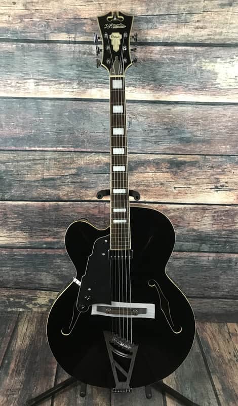D'Angelico Left Handed Premier EXL-1 Hollow Body Electric Guitar- Black image 1