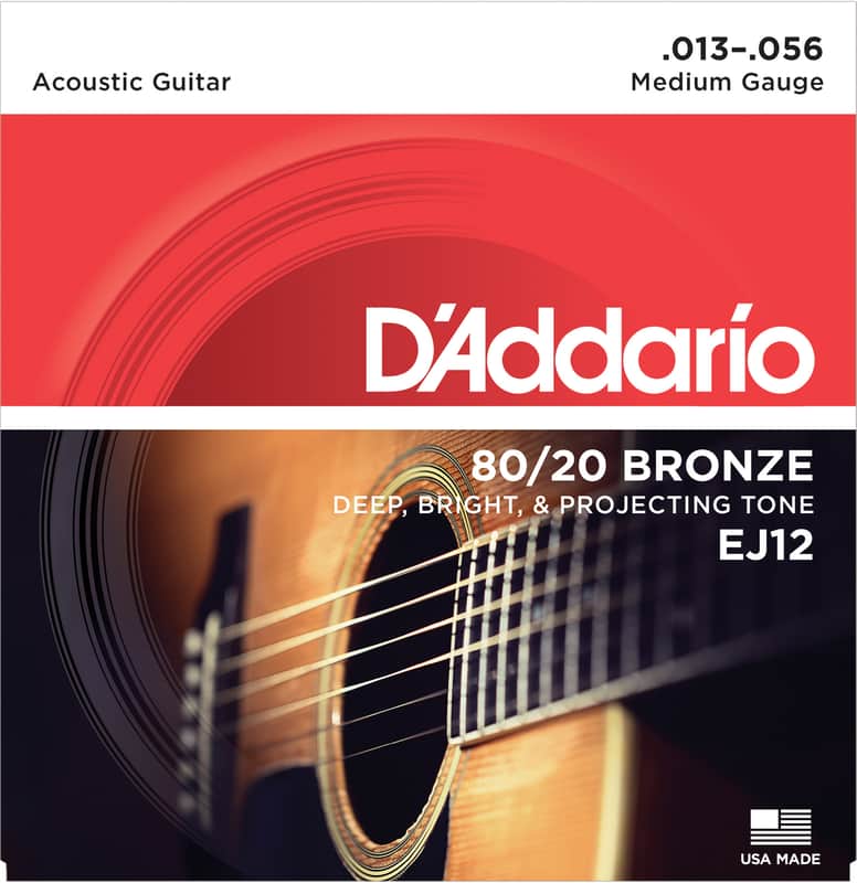 D'Addario EJ12 80/20 Bronze Acoustic Guitar Strings, Medium, 13-56 image 1