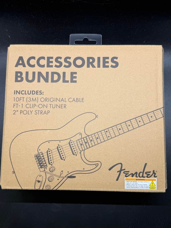 Fender Accessory Essentials Pack - Cable, Clip-on Tuner, Strap image 1