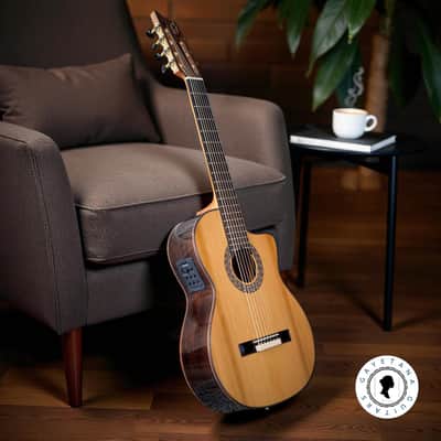 7-String Classical Nylon Guitar – Gayetana A77 | Full Scale 55mm Nut | Jazz / Latin / Extended Range - Cedar image 15