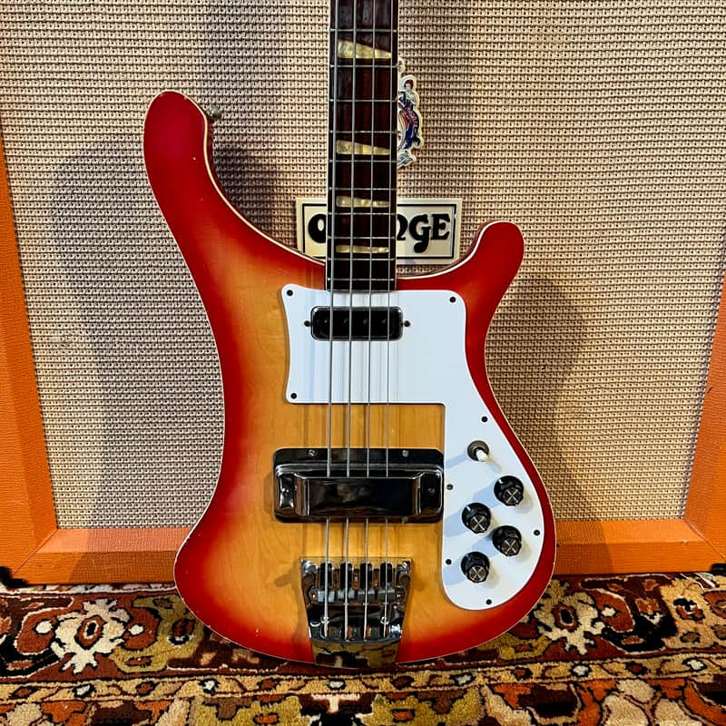 Vintage 1970s Hondo II HRB-2S Rickenbacker 4001 Fireglo Sunburst Bass Guitar image 1