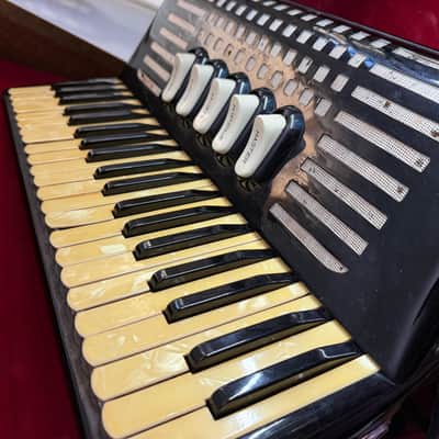 Excelsior Model 245 Accordion Piano Black Gloss Finish With Original Case image 17