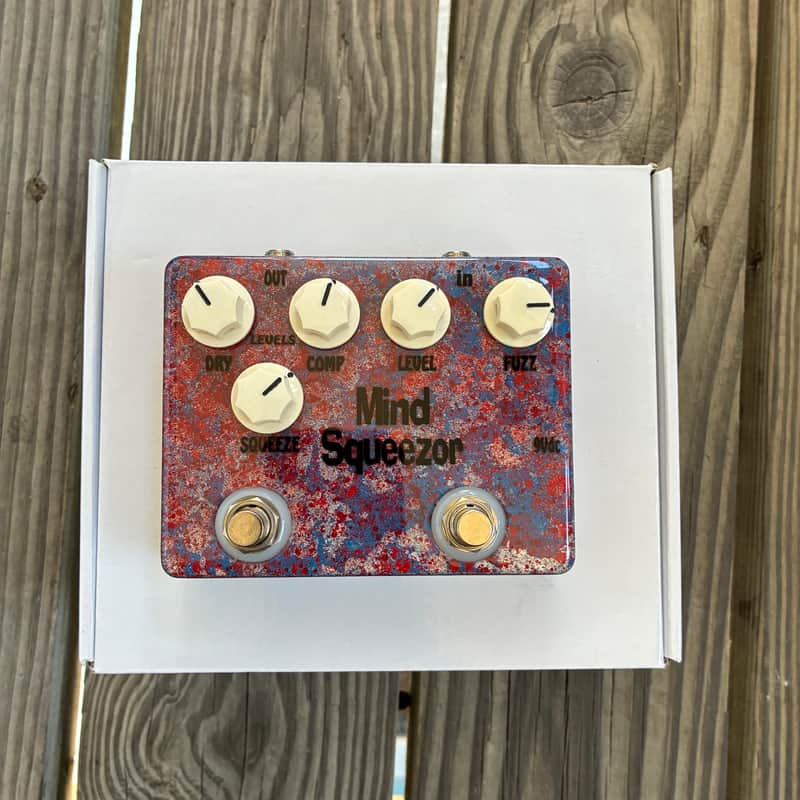Tone Junkie mind squeezer Compressor Fuzz Two In One Tone Bender optical - Blue pink with box image 1