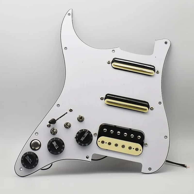 Left Hand Strat Style Guitar SSH Loaded Prewired Pickguard with Multi Switches Wiring image 1