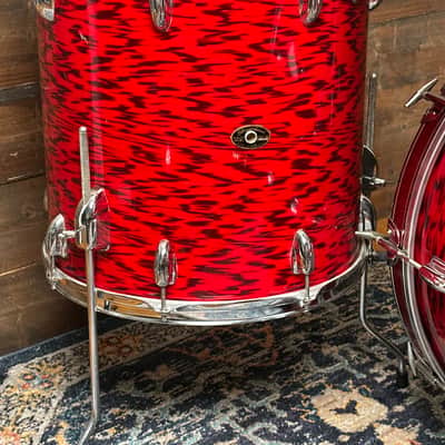 1960s Slingerland 4pc Drum Set Red Tiger Pearl 22/12/13/16 image 6