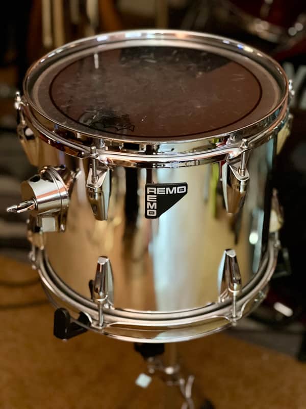 REMO Acousticon R Series 12x10" Rack Tom Drum w/Pinstripe head 1990s - Chrome Quadura wrap image 1