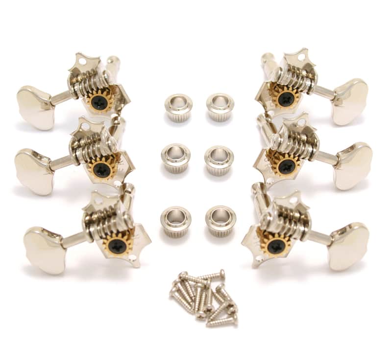 V97N Grover Original Nickel Sta-Tite 3 x 3 Open Gear Guitar Tuners 14:1 Ratio image 1
