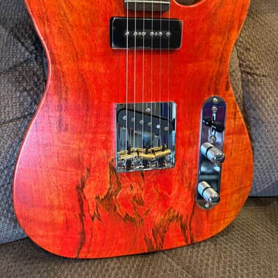 Custom  Firecaster Telecaster style with Fire Flamed Mango wood top ,Catalpa Body with roasted maple neck image 1