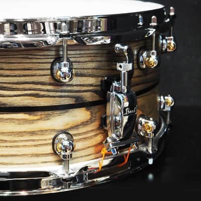 Pearl USED ​​MCCA1465S/C #1010 Music City Custom -USA Solid Ash Shell Snare Drums 14×6.5 [Hand-rubbed Two Tone Ash w/Ebony Inlay] image 6