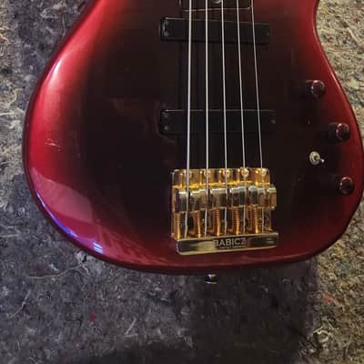 DR HEARTFIELD 5 string Bass with Babicz bridge 5 string 1988 - Red image 5