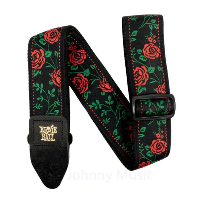 Spanish Rose, Elegant Jacquard-Woven Design Strap w/ Leather Ends and Tough Polypropylene Base Webbing image 1