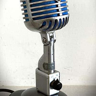 Early 1940s Shure Bros 55C Dynamic Microphone, works, incl stand, switch & cable image 12
