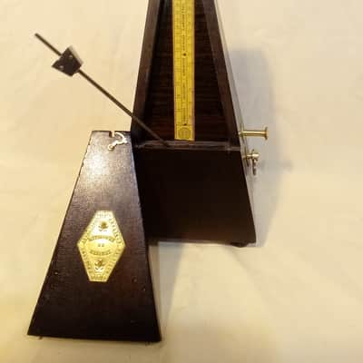 Fully Restored Antique Wood Bell Metronome de Maelzel by Seth Thomas Clocks Dark Walnut, Lacquered Brass Trim,  Beats Evenly image 3