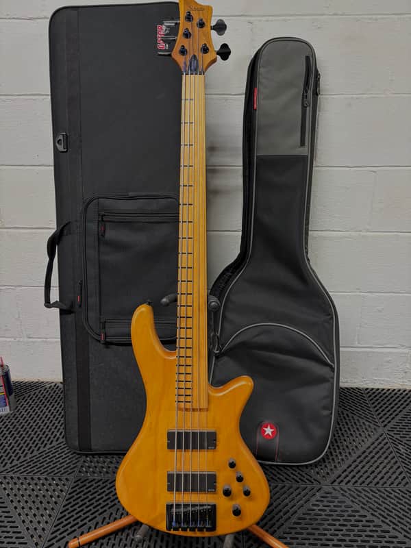 Light Weight Schecter Stiletto Session-5 FL Active Fretless 5-String Bass 2010s - Natural Satin image 1